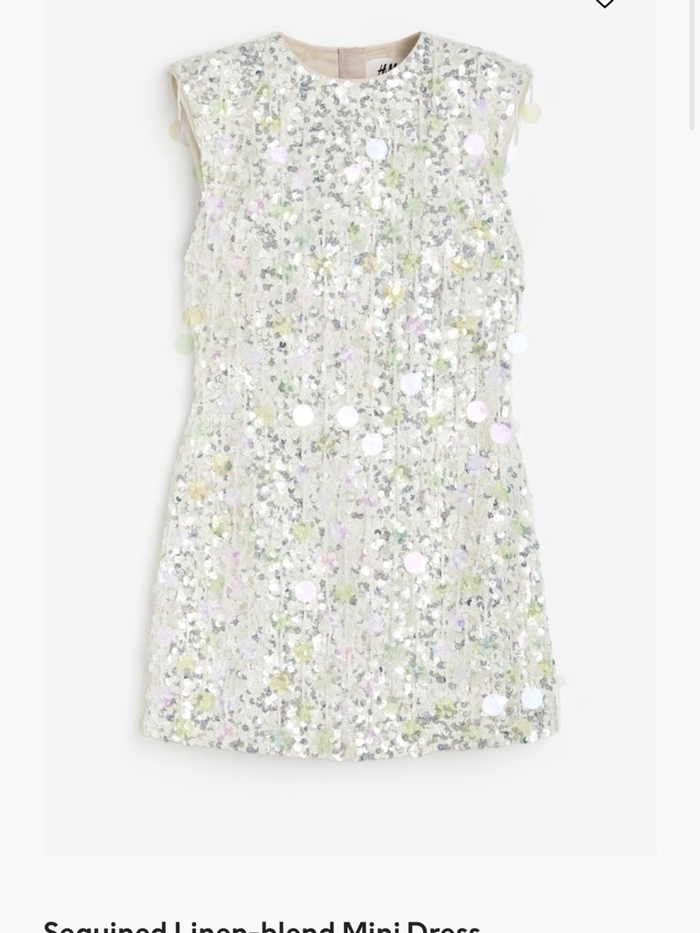 H&M Iridescent Sequin Mini Dress in White with Pastel Accents